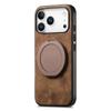 For iPhone 17 Pro Phone Case with Rotating Kickstand Stress Relief Retro Leather Back Cover