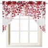 Kitchen Curtains Sets 24 Inch Length with Valance, Abstract Art Blue Leaves Branches Swag Valances for Windows and Tiers Curtain Set, Light Filtering