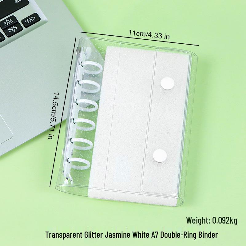 A6A7A8m5 Star Double Buckle Transparent PVC Soft Shell 6-Hole Metal Clip Planner Album Book Cover