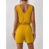 Damen Unifarben Strukturiert Verdrehte Träger Lässig Urlaub Kordelzug Ärmellos Jumpsuit Shorts