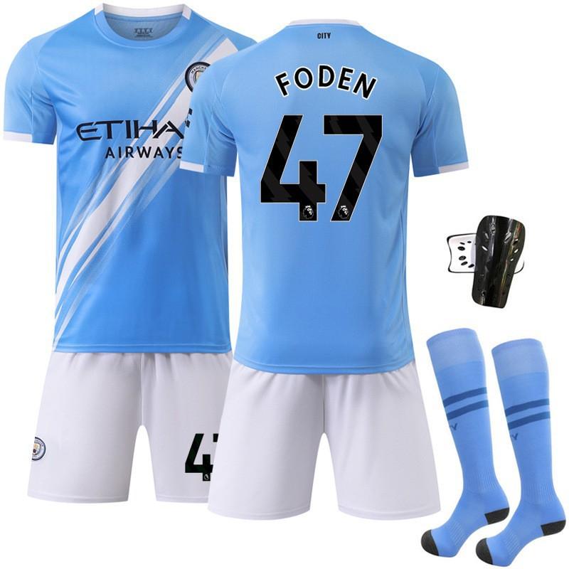 2526 Manchester City Home No. 9 Harland Football Jersey 17 De Braunet Children's Adult Sports Set