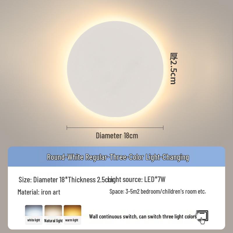 Modern Minimalist Round Wall Lamp for Bedroom and Living Room Decor