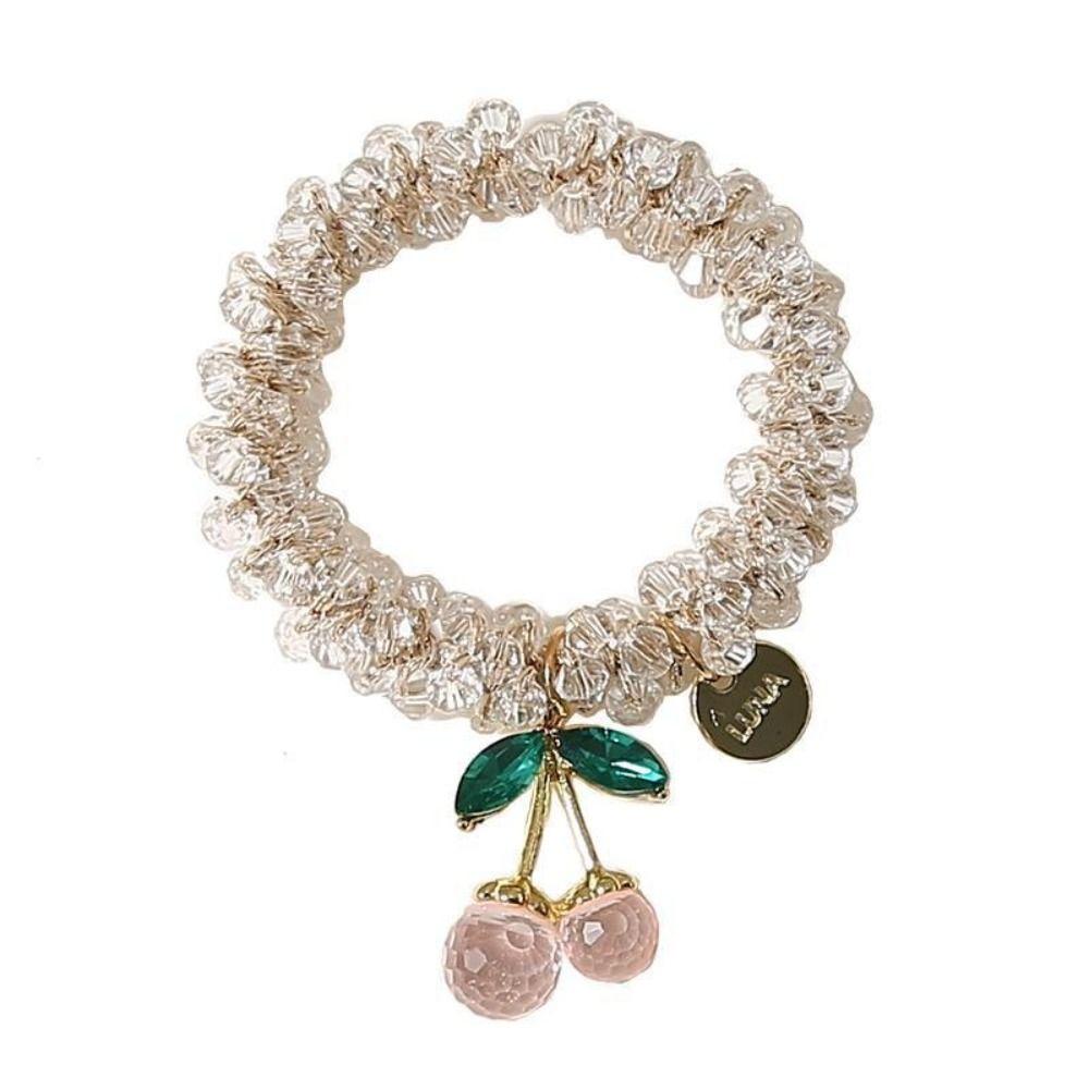 Crystal Cherry Bracelet Rhinestone Ponytail Holder Hot Hair Band  Women and Girls