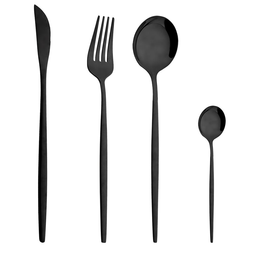 Western Purple Silver Tableware New Dinnerware Set 4Pcs Stainless Steel Kitchen Knife Fork Spoon Complete Cutlery Flatware Set