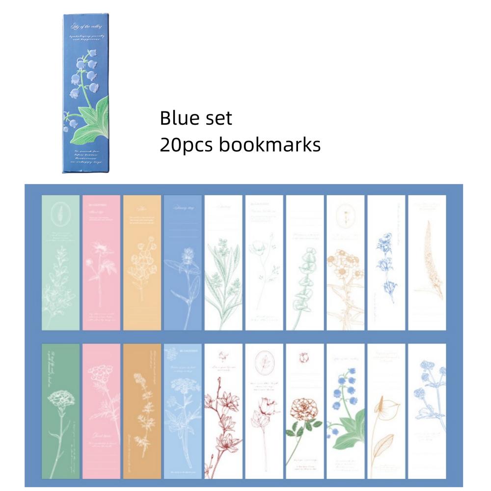 

20pcs Nature Story Bookmark Set Embossed Flower Paper Memo Page Marker for Books Unique Reading Gift A7597