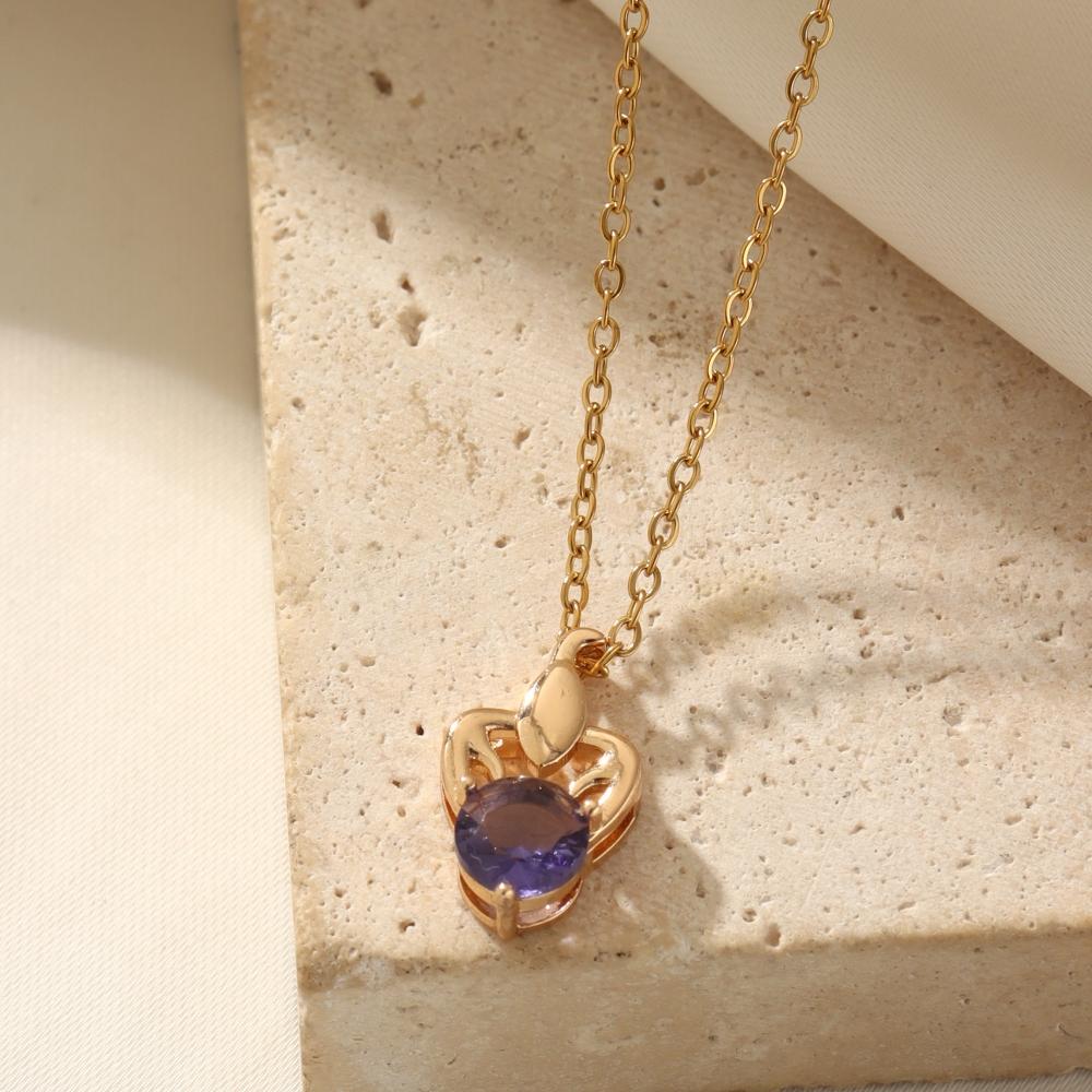 Fashion 12 Constellations Zirconia Pendant Necklaces for Women Sparkling Golden Stainless Steel Necklace Jewelry