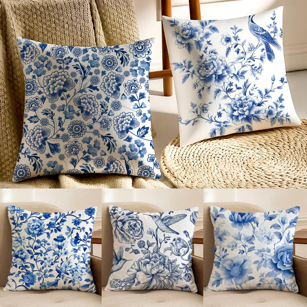 Oriental Classical Aesthetics Blue White Porcelain Cushion Cover Pillowcase Antidustmite living Room Sofa Decor Cushion Room
