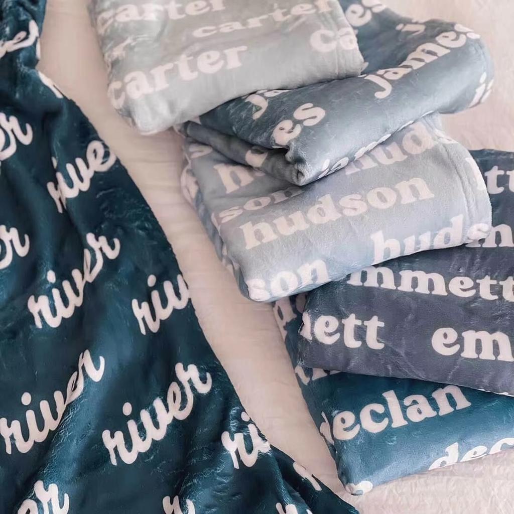 Dropshipping Personalized Color Baby Blanket Name Printed Soft Minky Plush Flame Retardant All-Season