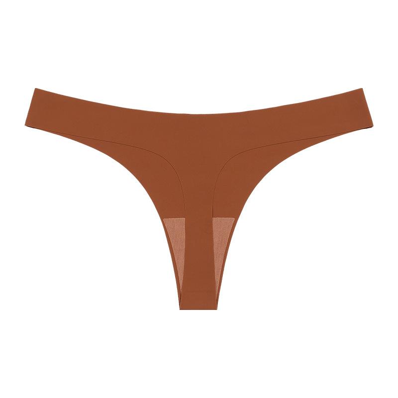 Large size European and American sexy thong women's t-pants one-piece seamless ice silk sexy fitness sports underwear