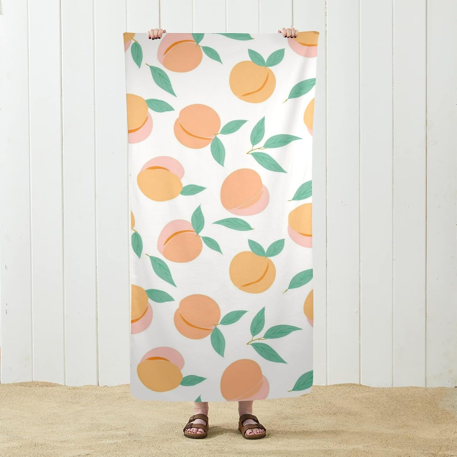Lampada Peach Fruit Pattern Beach Towel Thin Quick Dry Super Absorbent Oversized Lightweight Towels For Travel Sports Pool Swimming Bath