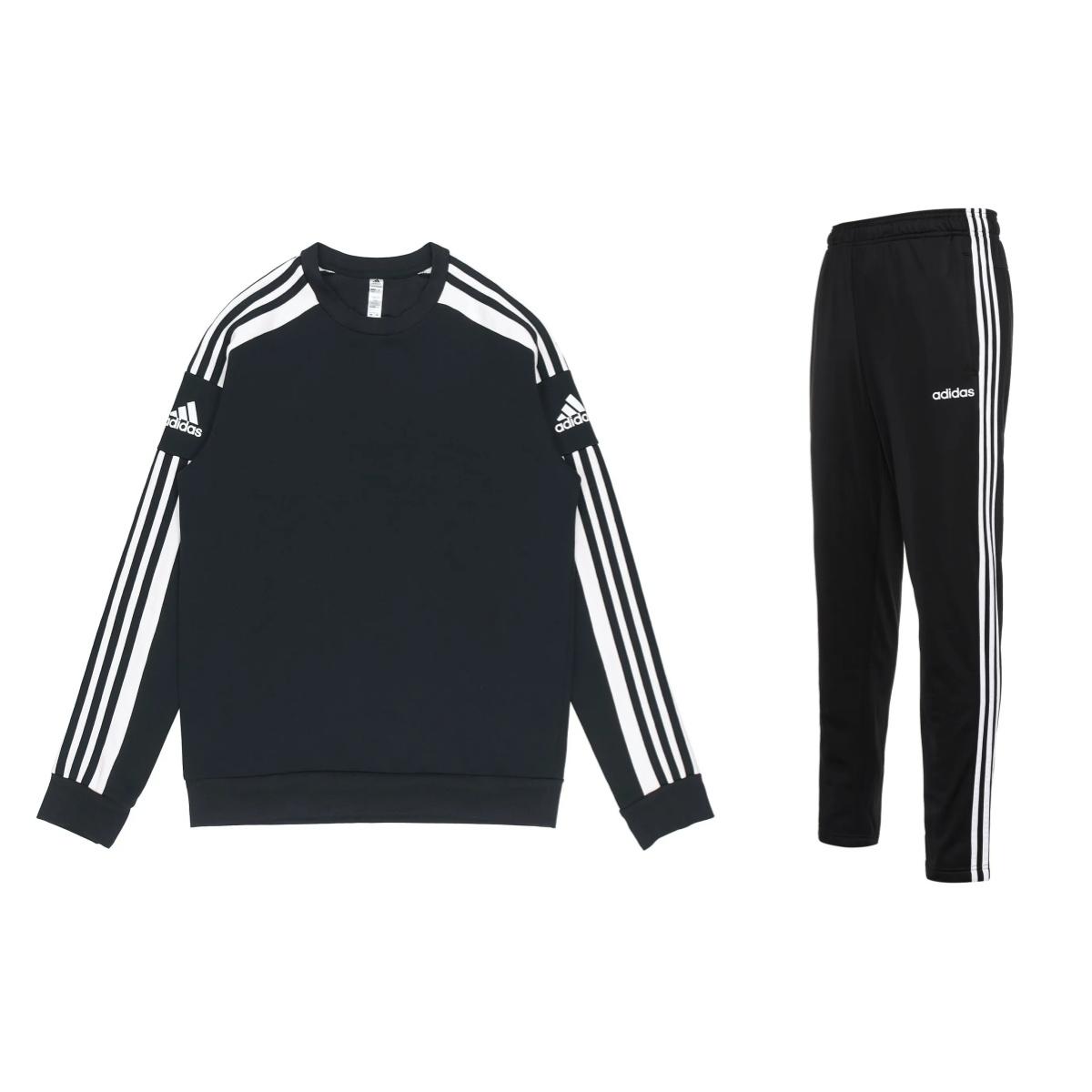 

Adidas Striped Versatile Pullover Sweatshirt And Mid-Rise Fitness Long Pants Casual Sports Set Men Sports Set Black GT6638+DQ3090 XL