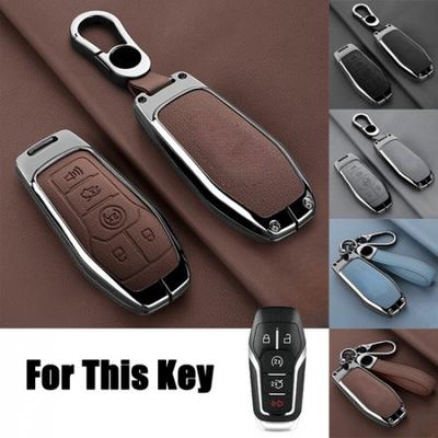 Zinc Alloy Leather Car Remote Smart Key Fob Case Cover For Lincoln MKX MKZ MKC