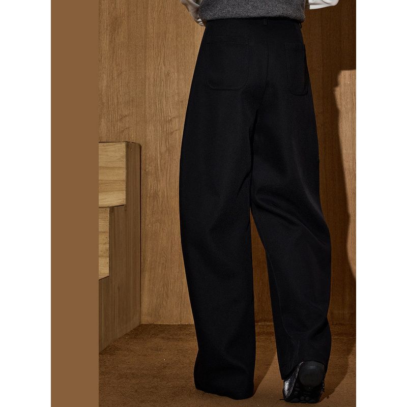 Coolhut Retro American Style Black High-Waisted Straight Wide-Leg Women's Loose Slimming Casual Pants Winter New Long Pants