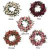 Couronne Artificielle Rouge Rotin Tissu de Soie Multifonctionnel Vintage Couronne de Fleurs de Pivoine Artificielles pour Décoration de Porte