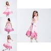 Elegant Super Mario Pink Princess Peach Costume Dress With Crown And Gloves Set