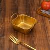 With Handle Korean Stainless Steel Plate Square Flat Dish Basket Snack Plate  Restaurant
