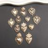 Cross Retro Sacred Heart Flame Pendant: Love Heart Aged KC Gold Blackened DIY Charm Necklace