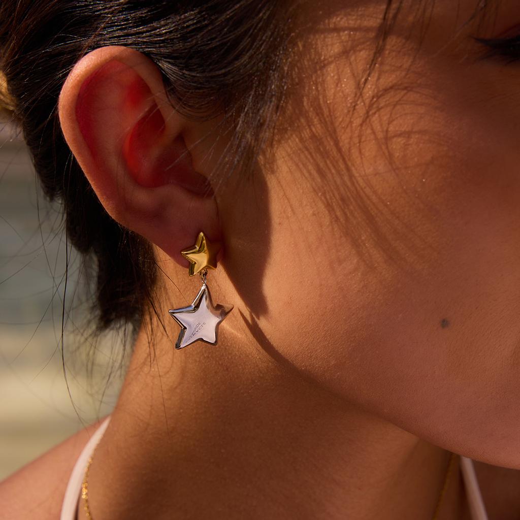 Yori Gold Silver Color Matching Star Earrings Rust Proof 18K PVD Plated Personalized Trendy Jewelry Bijoux Gift