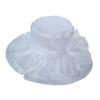 Women Sun Hat Organza Bowknot Decor Wide Brim UV Protection Hat Lightweight Breathable Foldable Tulle Hat Headwear