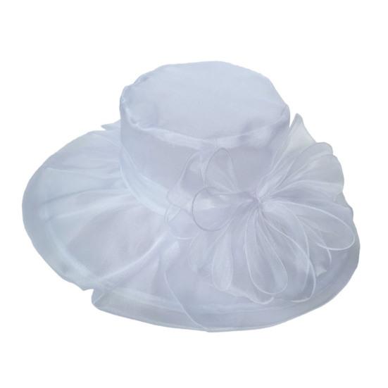 Women Sun Hat Organza Bowknot Decor Wide Brim UV Protection Hat Lightweight Breathable Foldable Tulle Hat Headwear