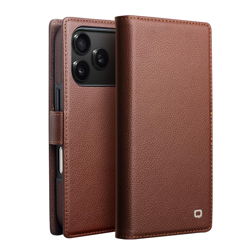 QIALINO For iPhone 17 Pro Max Case Compatible with MagSafe Detachable Genuine Cow Leather Wallet Phone Cover
