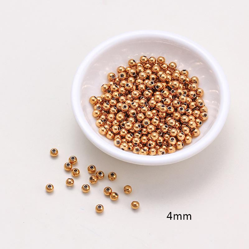 18K Gold Color-Preserving Stainless Steel Round Beads for DIY Jewelry and Bracelets.