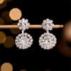 Luxuriöses Schneeflocken Super Flash Diamant Halskette Ohrringe Zweiteiliges Set
