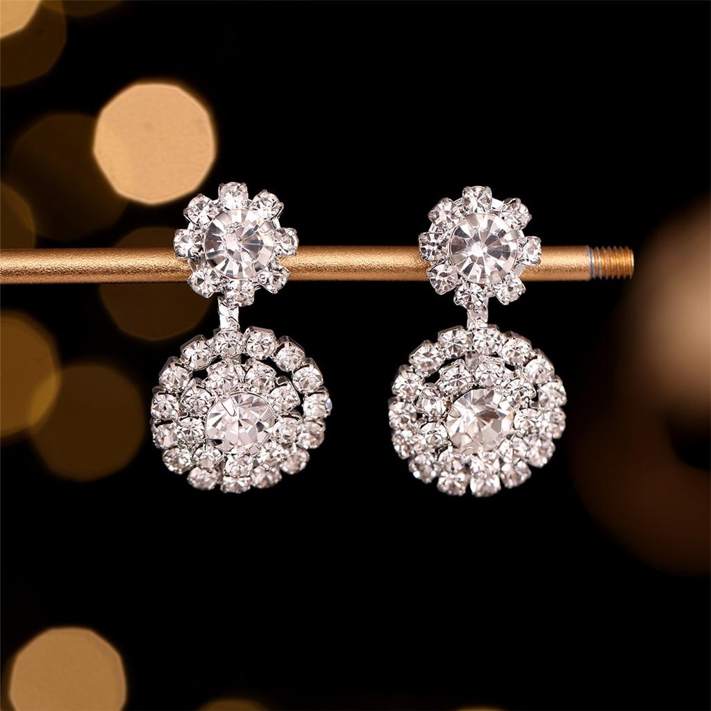 Luxuriöses Schneeflocken Super Flash Diamant Halskette Ohrringe Zweiteiliges Set