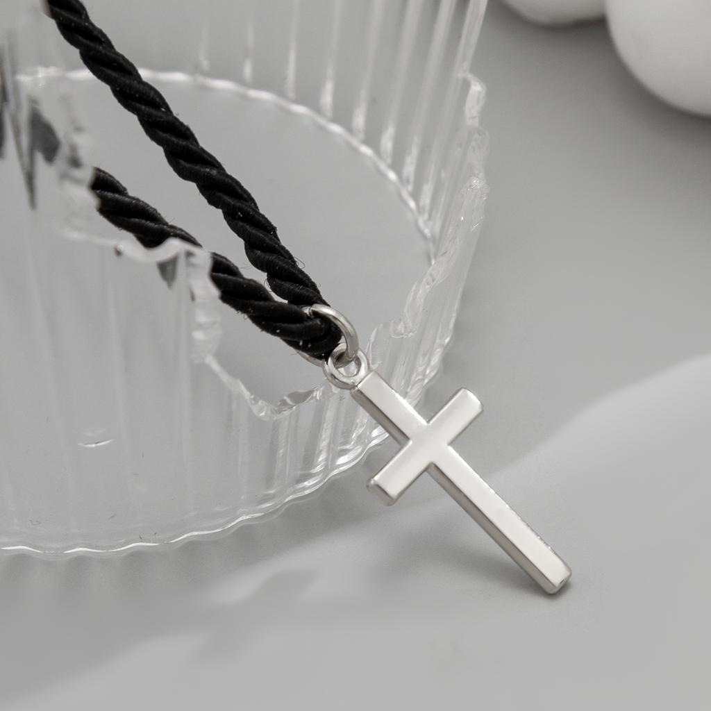 Layered Black Cotton Thread Chain with Cross Pendant Bracelets Men Trendy Rope Hand Chains 2026 Fashion Jewelry Accessories Male