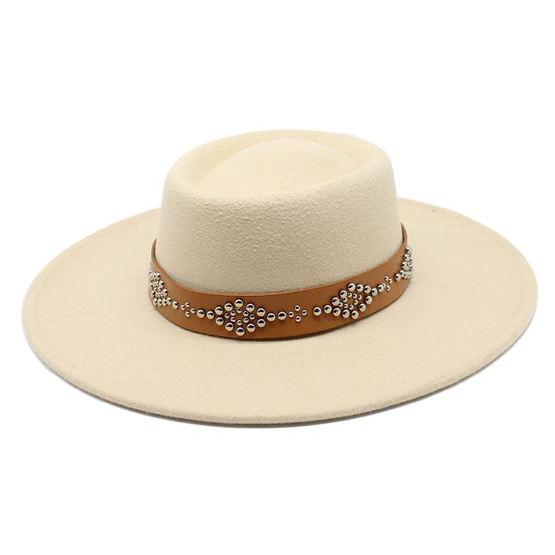 New Fedora Hats For Women 9.5cm Wide Brim Khaki Black Felted Dress Hat Panama Church Men Jazz Hat Sombreros De Mujer