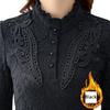 Plush Thickened Long Sleeve Lace Shirts Women's Autumn Winter Slim Fit Tops Large Size Warm Blouses