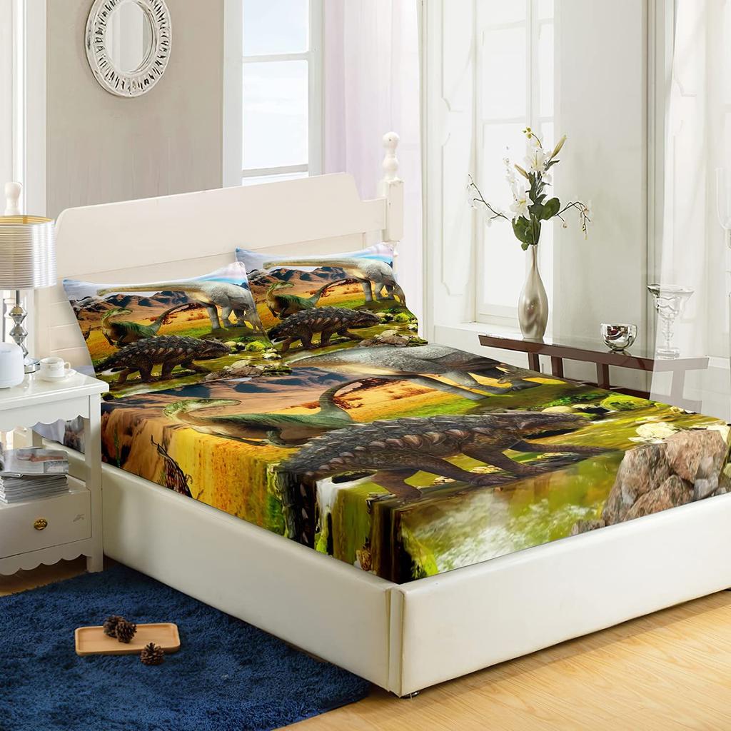 Pink Flamingo Pattern Bed Hat Three-Piece Digital Printing Bedding Bed Hat Three-Piece Set Children And Adults