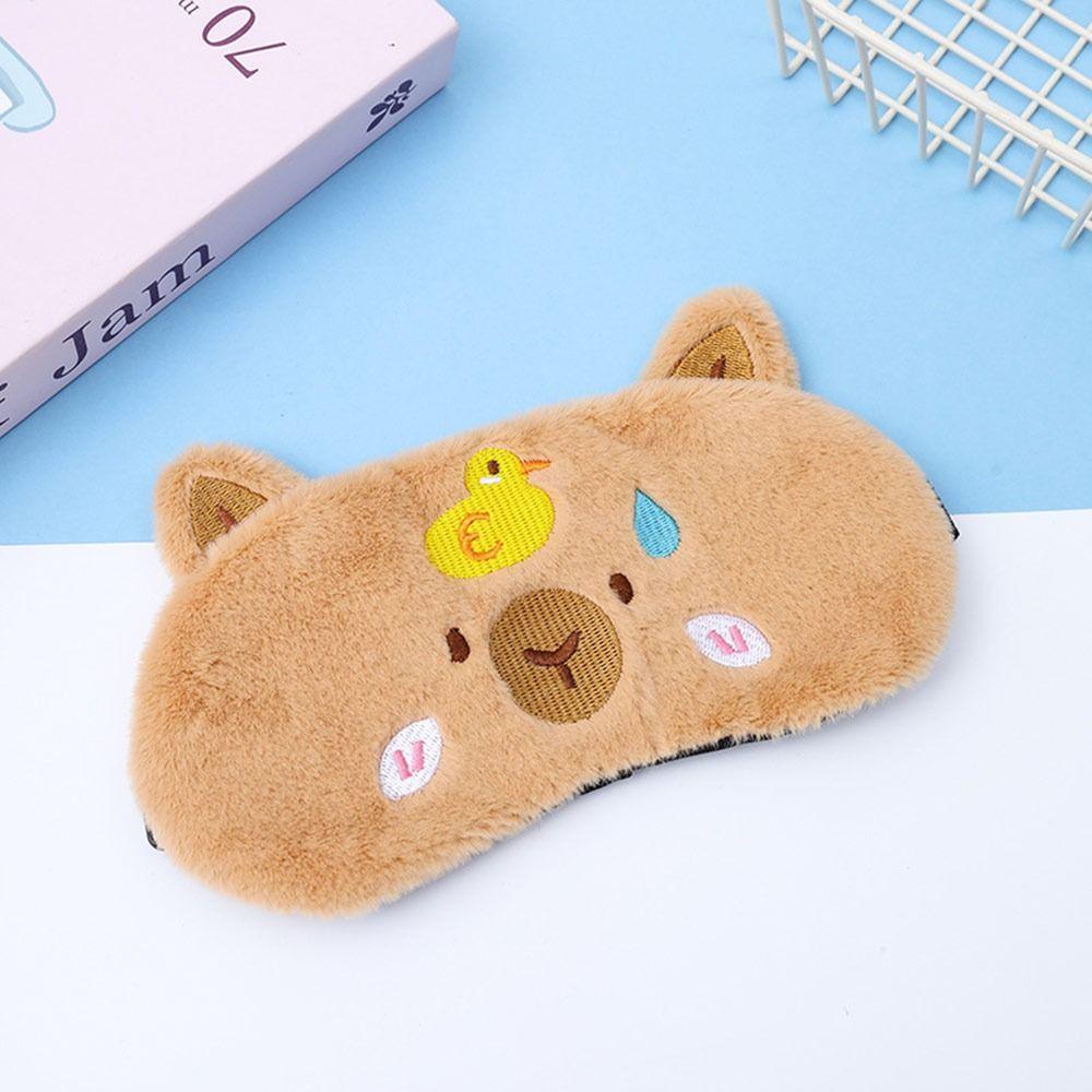 Cute Capybara Sleep Eye Mask Cartoon Relaxing Eye Shade Soft Blindfold Girls Women Home Travel