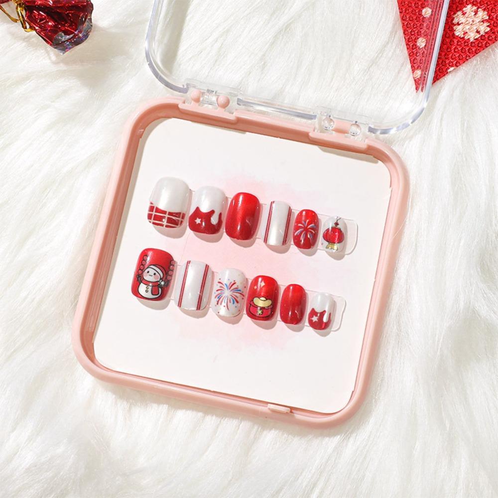 Bowknot Fireworks Kids Cartoon Fake Nails Gilded Cat Eyes Kids Fake Nail Extension  Student