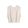 Embroidered Letter Logo V-Neck Knit Vest Set Women Tops Cream J222307