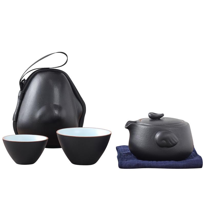 Portable Ceramic Travel Tea Set: One Pot, Two Cups – Quick Brew & Customizable Gift