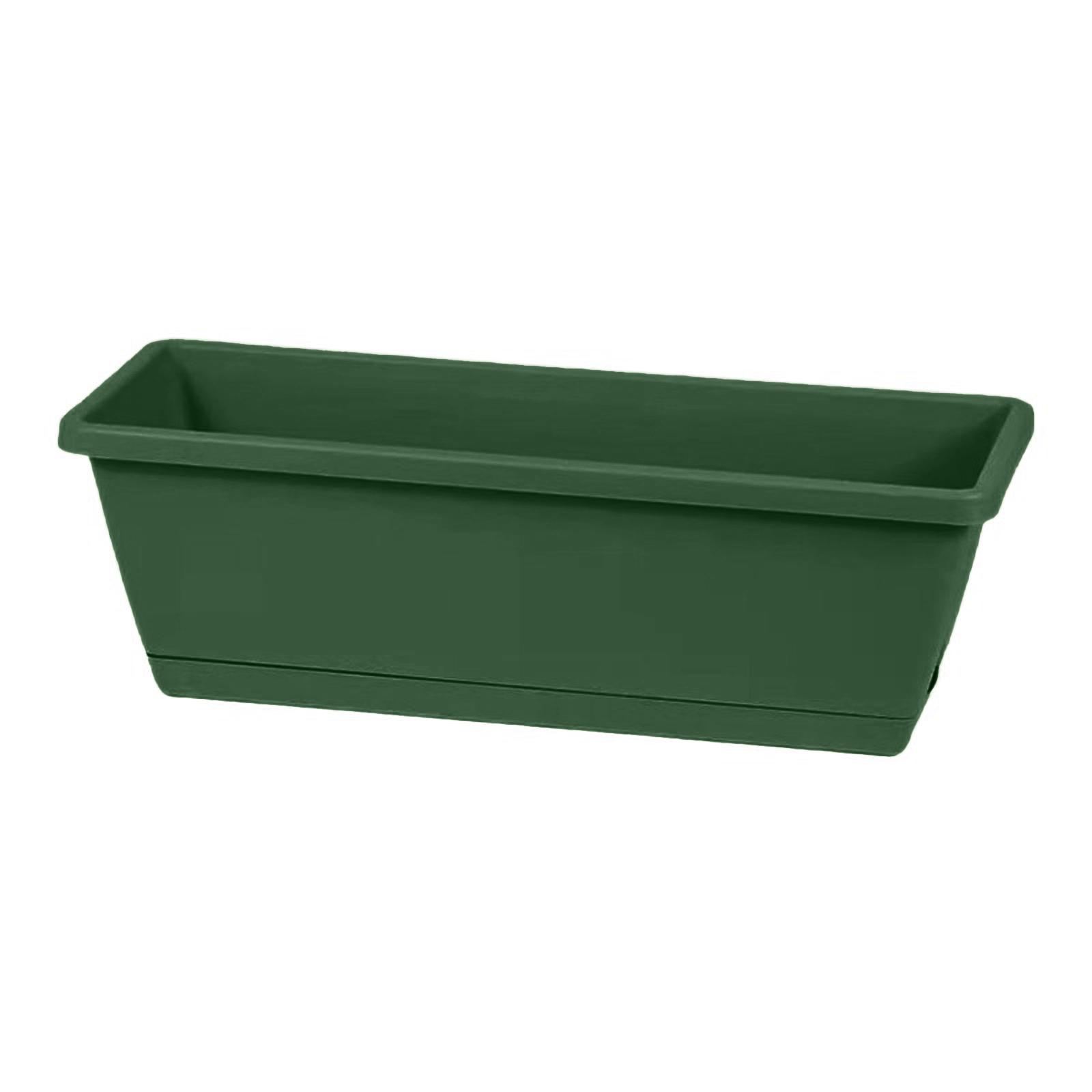 

Rectangular Plastic Flower Planter Box with Drainage Tray for Indoor Outdoor Garden Windowsill Balcony Use One Size