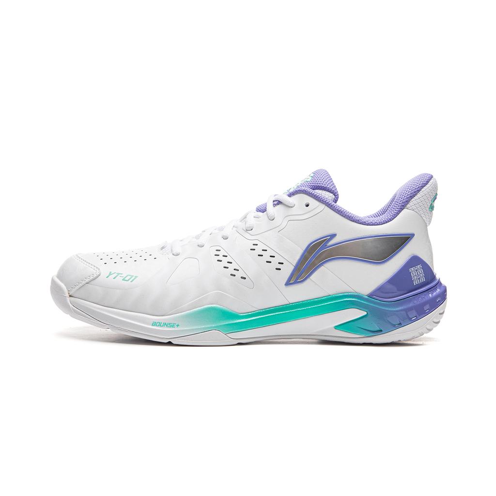 New LiNing Anti-Slip Wear-Resistant Breathable Lightweight Low-Top Badminton Shoes Unisex White Purple AYZU017-1