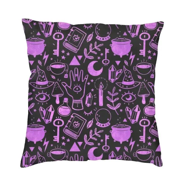 Halloween Witch Crow Cat Bat Print Pattern Cushion Cover Home Living Room Sofa Decoration Square Pillow