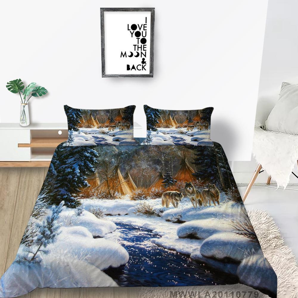 2023 New Style 3D Wolf Print Bedding Suit Comforter Duvet Cover Quilt Covers Bedspread Bed Set Microfiber Single Double King Size Pillowcase