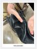 Introducing: Quick-Delivery Mom-Style Grape Boots – Wrinkled Horsehide, Round Toe, Thick Sole, Chunky Heel, Slimming Mid-Calf Knight Boots for Women.