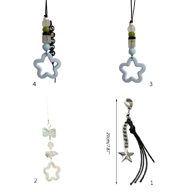 Five-pointed Star Bead Pendants Phone Charm Straps Lanyard Purse Accessories