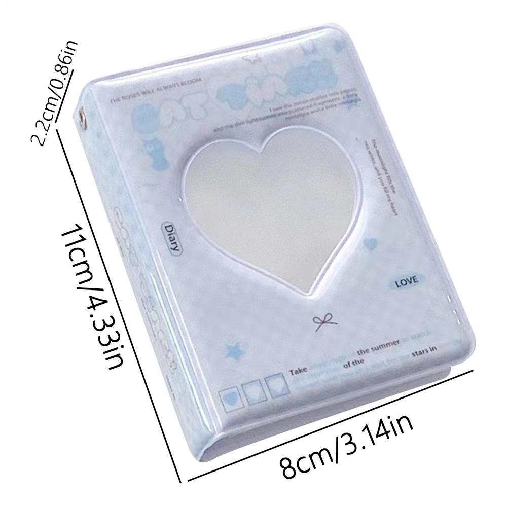 3 inch Korean ins style Photocard Binder 40 Pockets Love Heart shaped card album Polaroid photo album card bag storage bag синий