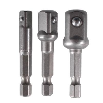 Praktický 3x 1/4" 3/8" 1/2" Rázový Adaptér na Nástrčné Klíče Šestihranný Adaptér Prodlužovací Bit pro Vrtačku