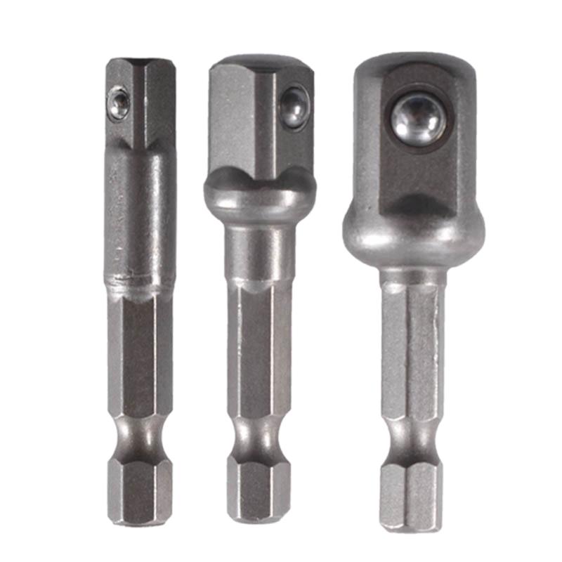 

Practical 3x 1/4 3/8 1/2 Impact Grade Socket Adapter Hex Shank Adapter Drill Nut Driver Power Extension Bit for Drill 1