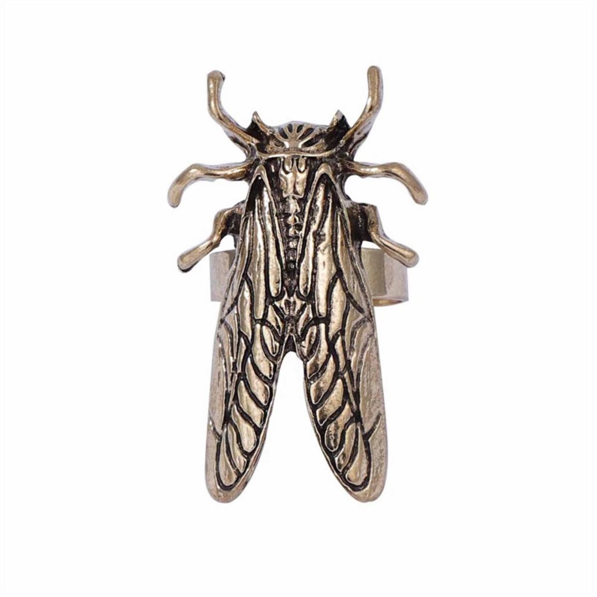 

Creative Insect Cicada Beetle Opening Rings For Women Men Vintage Punk Metal Animal Finger Ring Party Daily Wear Fashion Zircon