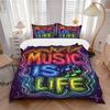 3pcs Music, Life Duvet Cover Set, Soft Comfortable Duvet Cover,Guest Room (1*Duvet Cover + 2*Pillowcase, Without Core) Yy251104100