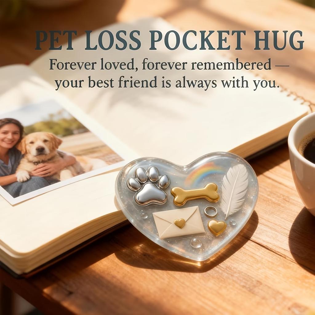 Dog Pocket Hug Memorial Card,2D Heart Keepsake,Inspirational Hug Token,Comfort Gift for Pet Lovers,Remembrance for Beloved Dog