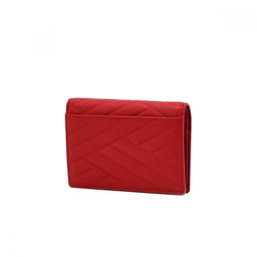 Daks Red Dd Logo Point Cowhide Card Wallet