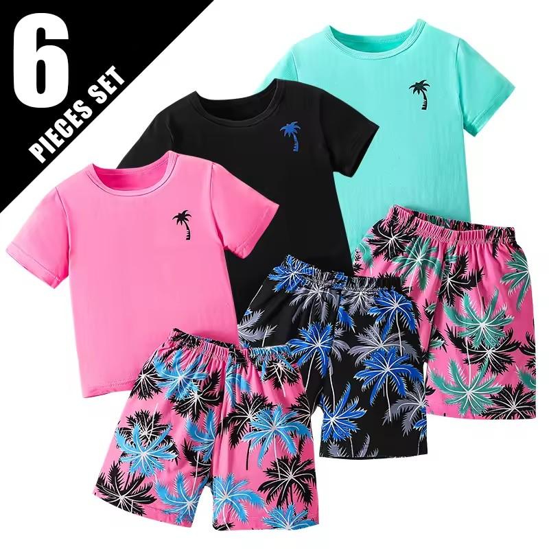 2 Piece Children's Summer Vacation Leisure Persian Mia Wind Suit Boy Joker Comfortable Short-sleeved Girls Beach Cute Shorts